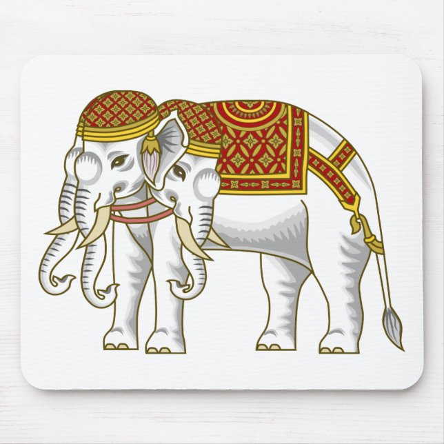 Thailändischer Erawan weißer Elefant Mousepad (Vorne)