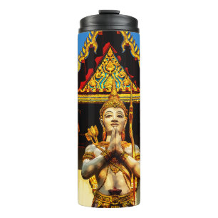 Thailändischer Tempel und Buddha 1102 Thermosbecher