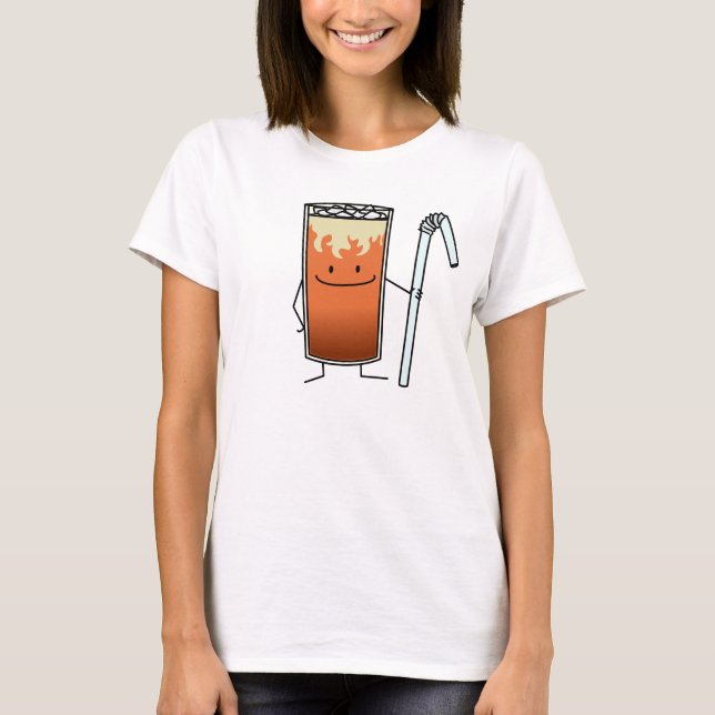 Thailändisches Eistee-u. Bendy Stroh-glückliches T-Shirt (Vorderseite)