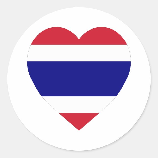 Thailändisches Flaggenherz Runder Aufkleber (Vorderseite)