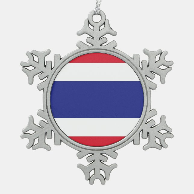 thailändisches Flaggenlogo Schneeflocken Zinn-Ornament (Vorderseite)