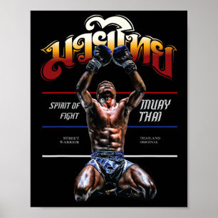 Thailändisches Original Muay Thai Kickboxen Poster