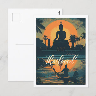 Thailands berühmter Reiseort im Vintage-Stil Postkarte