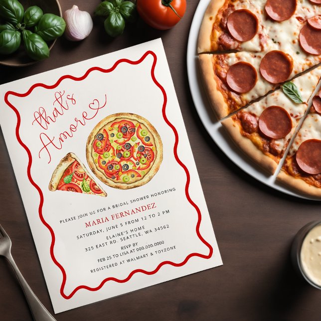 Thais Amore Italienisches Pizza Party Brautparty Einladung (Thats Amore Italian Pizza Party Bridal Shower Invitation)