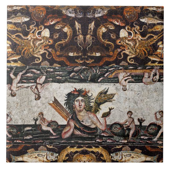 THALASSA-MEERESGODESS, SNAKE-DRAGON, DOLPHINE, FIS FLIESE (Vorderseite)