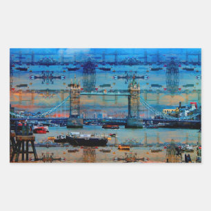 Thames Erinnerungen Tower Bridge, London England Rechteckiger Aufkleber