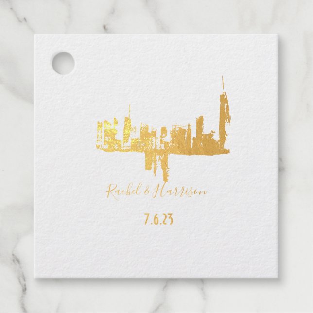 Thames London Painted Landscape Ink Art Wedding Geschenkanhänger (Vorderseite)