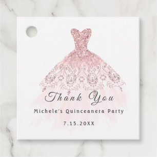 Than You Bridal 16. Quinceanera Party Pink Rose Geschenkanhänger