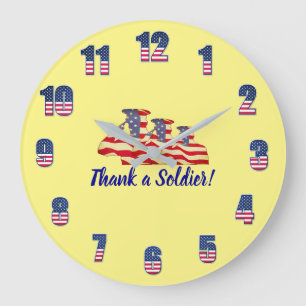 Thank a Soldier Yellow Große Wanduhr