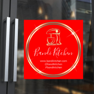 Thank Logo Kitchen Cooking Chef Red Online Shop Runder Aufkleber