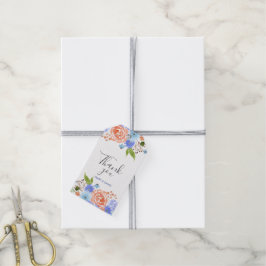 Thank watercolor You blue and peach florals Geschenkanhänger