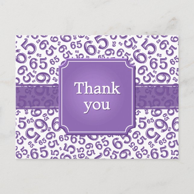 Thank You 65 Number Pattern Purple/White Postkarte (Vorderseite)