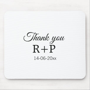 Thank you add couple name initial letter text date mousepad