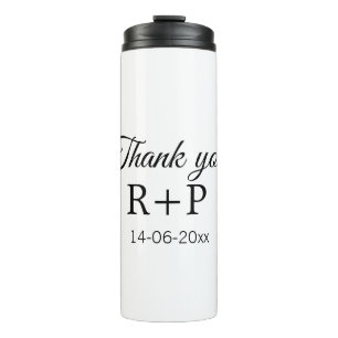 Thank you add couple name initial letter text date thermosbecher