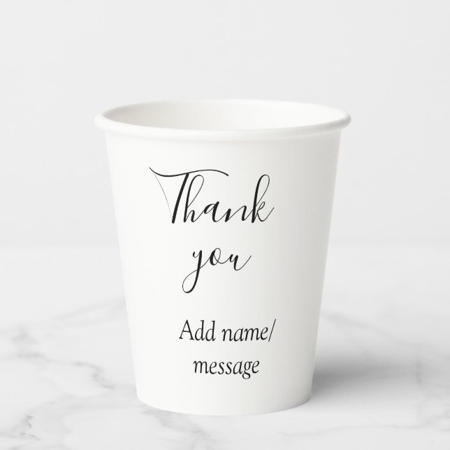 Thank you add name message simple stylish calligra pappbecher (Vorderseite)