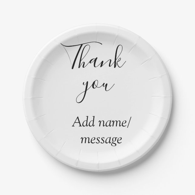 Thank you add name message simple stylish calligra pappteller (Vorderseite)