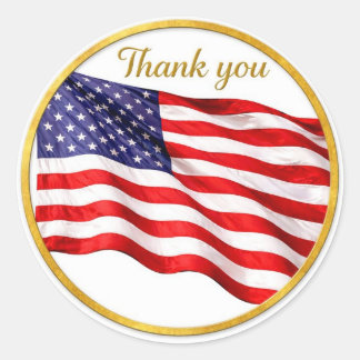 Thank You American Flag Round Envelope Seal Runder Aufkleber