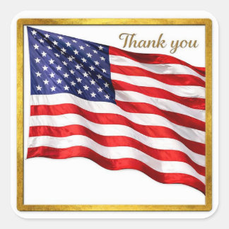 Thank You American Flag Square Envelope Seal Quadratischer Aufkleber