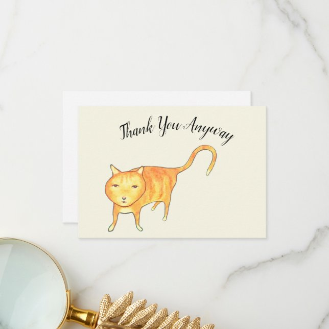 'Thank You Anyway' Apathetic Cat Dankeskarte (Vorderseite/Rückseite Beispiel)