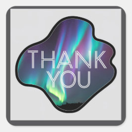 Thank You, Aurora Borealis Quadratischer Aufkleber