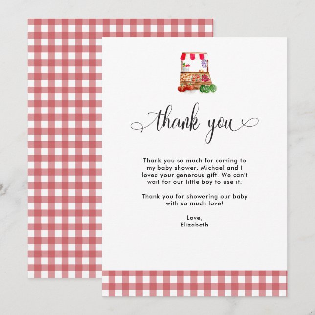 Thank you Baby Shower Locally Grown Farm Market Dankeskarte (Vorne/Hinten)