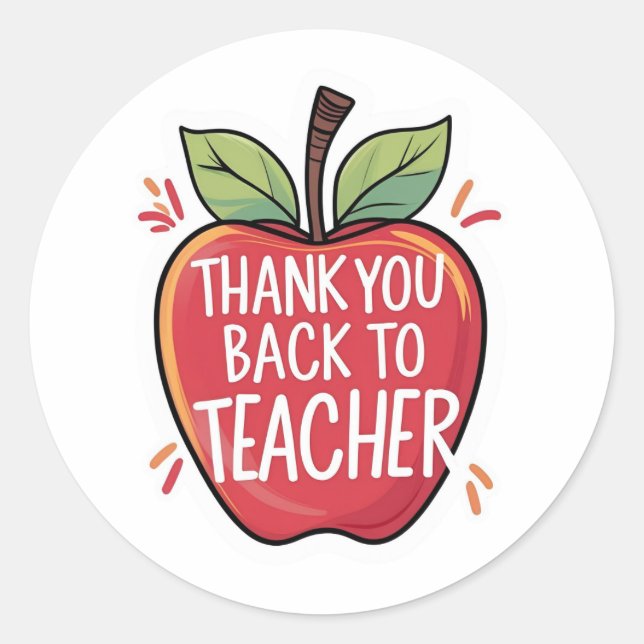 Thank You Back to School Teacher Apple  Runder Aufkleber (Vorderseite)