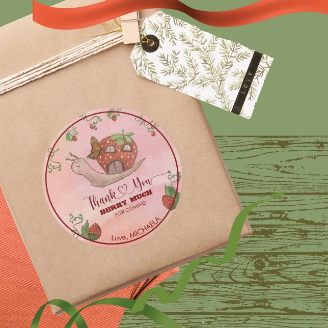 Thank You Berry Much 1st Birthday  Runder Aufkleber (Thank You Berry Much 1st Birthday Classic Round Sticker)