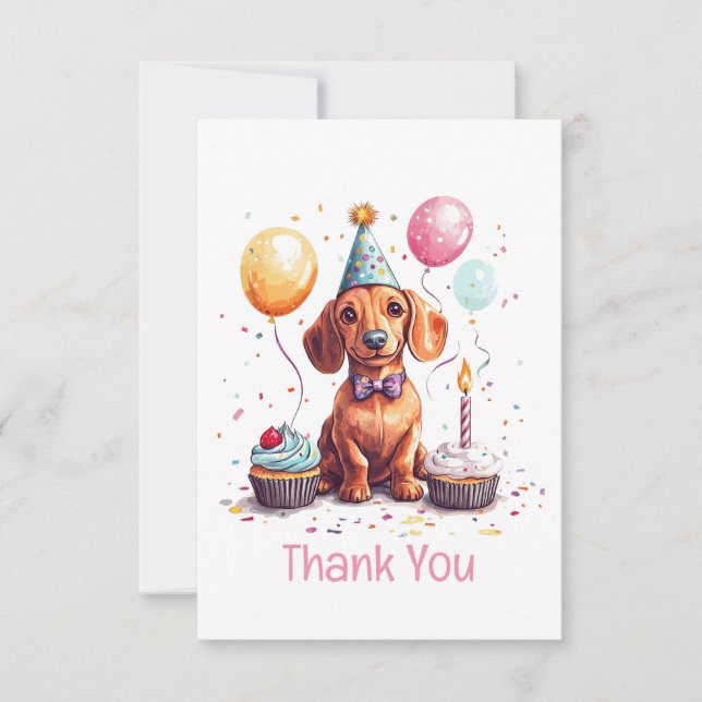 Thank You Birthday Dachshund Dog  Dankeskarte (Vorderseite)
