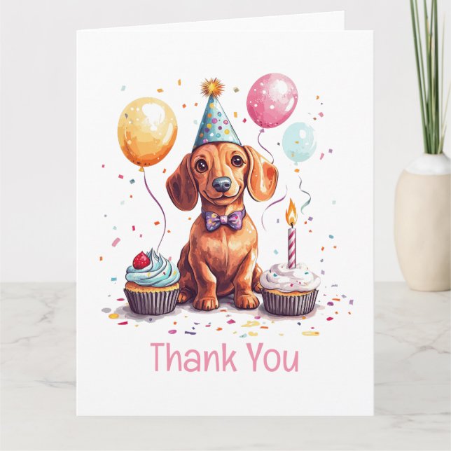 Thank You Birthday Dachshund Dog  Dankeskarte (Vorderseite)