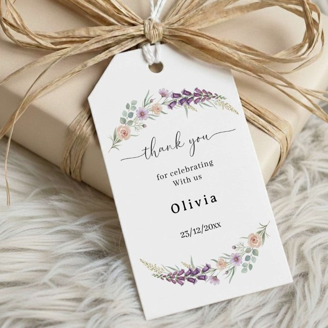 Thank You Boho Floral Baby Shower Wildflower  Geschenkanhänger (Von Creator hochgeladen)