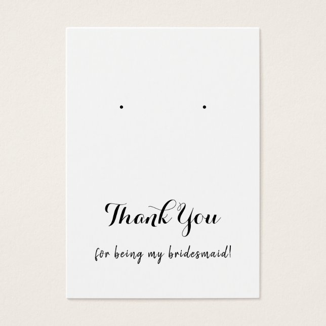 Thank You Bridesmaid Earring Display Cards (Vorderseite)