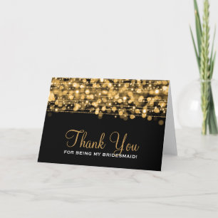 Thank You Bridesmaid Party Sparkles Gold Dankeskarte