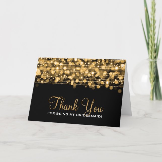 Thank You Bridesmaid Party Sparkles Gold Dankeskarte (Vorderseite)