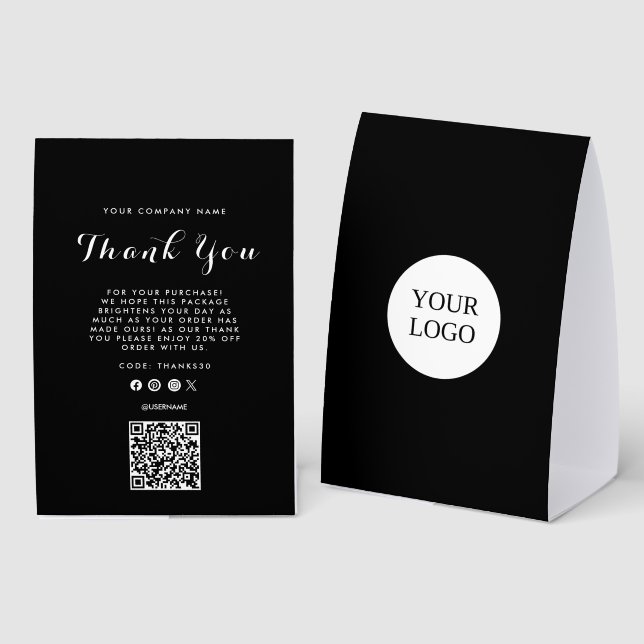 Thank You Business Logo  QR Code Tischaufsteller (Vorder-/Rückseite)