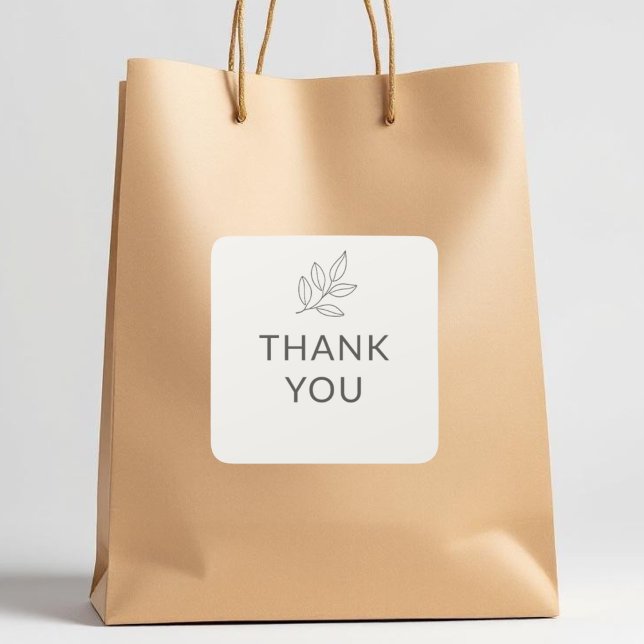 Thank You Business Neutral Botanical Label Quadratischer Aufkleber (Von Creator hochgeladen)
