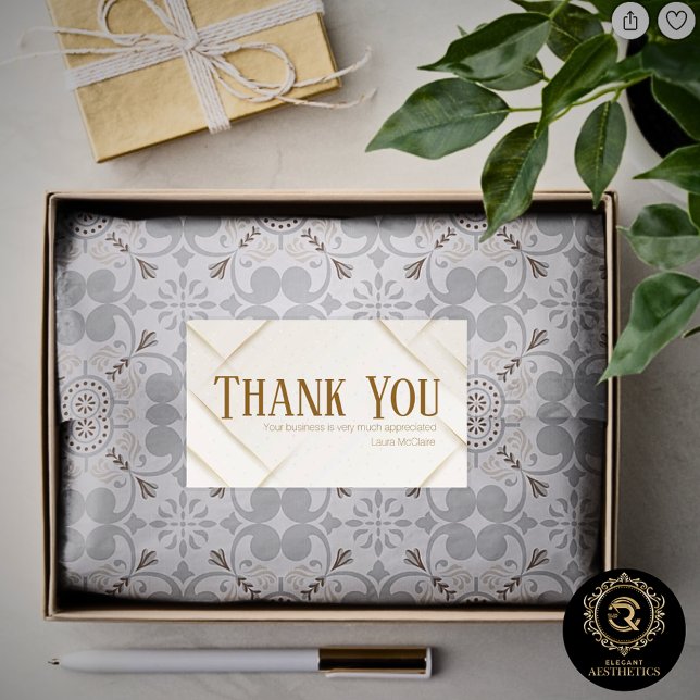 Thank You Business Sticker Ivory & Gold Brown (Von Creator hochgeladen)