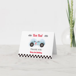 Thank you card 2nd Birthday Too Fast, Vintage Race Dankeskarte