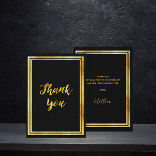 Thank you card birthday black gold dankeskarte