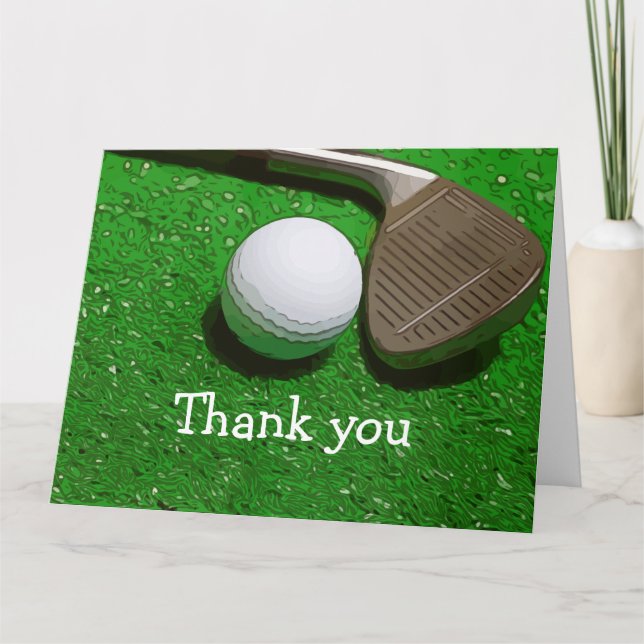 Thank you card for golfer with golf ball and iron dankeskarte (Vorderseite)