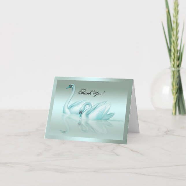 Thank You Card Teal Blue Swan Dankeskarte (Vorderseite)