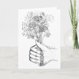 Thank You Card with hand-sketched flower bouquet Karte
