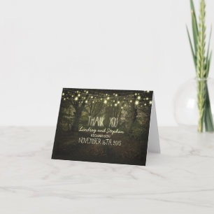 Thank you cards with string lights tree path dankeskarte