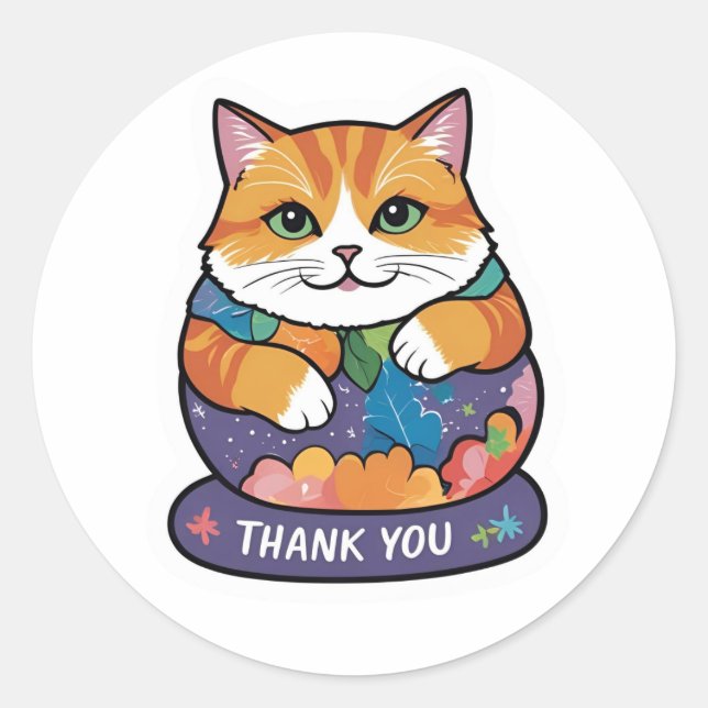 Thank You CAT Runder Aufkleber (Vorderseite)