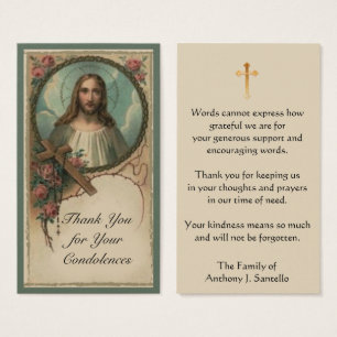 Thank You Catholic Sacred Condolence Holy Cards