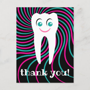 thank you dentist smiling tooth postcard postkarte