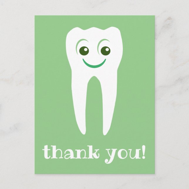 thank you dentist smiling tooth postcard postkarte (Vorderseite)