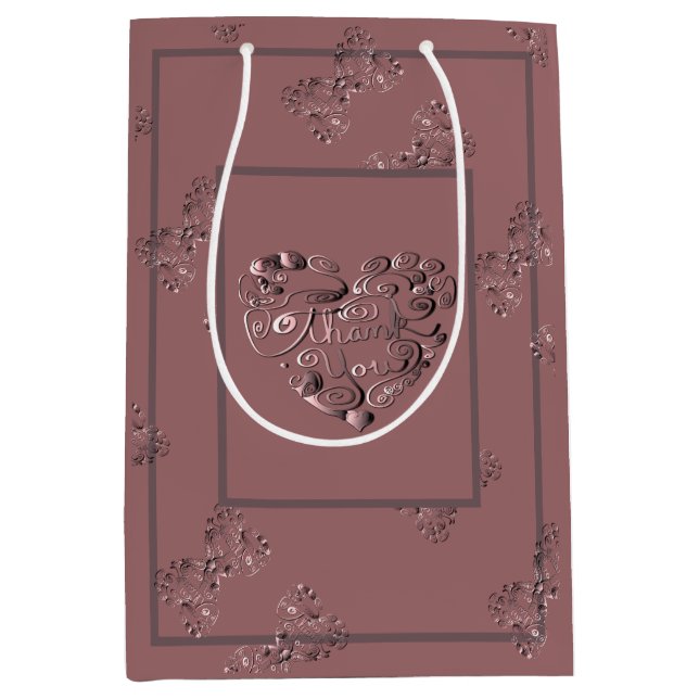 "Thank you" Dusty Rose Mittlere Geschenktüte (Vorderseite)