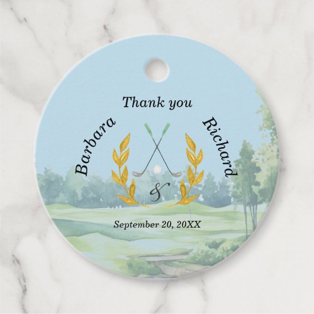 *Thank You Elegant Custom Golf Theme Wedding Geschenkanhänger (Vorderseite)