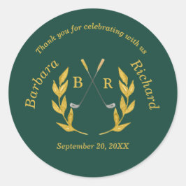 *Thank You Elegant Custom Golf Theme Wedding Runder Aufkleber