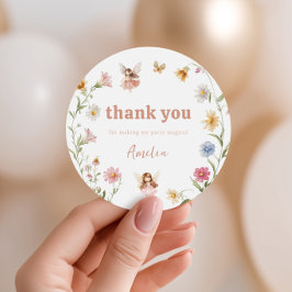 Thank you Fairy Colorful Widflower Girls Birthday Runder Aufkleber